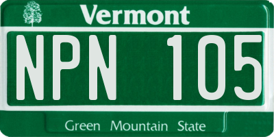 VT license plate NPN105