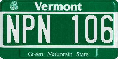 VT license plate NPN106