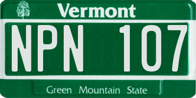 VT license plate NPN107