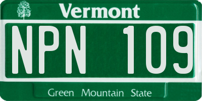 VT license plate NPN109