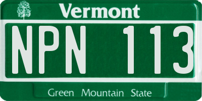 VT license plate NPN113
