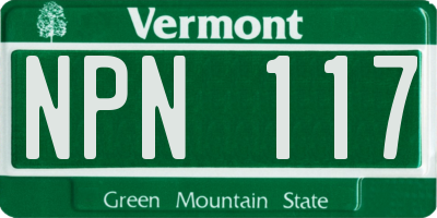 VT license plate NPN117