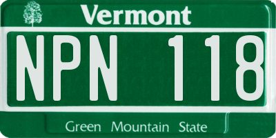 VT license plate NPN118