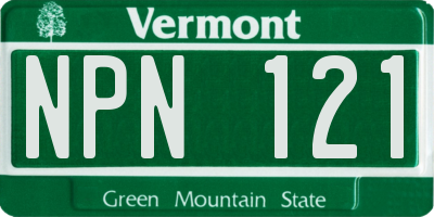 VT license plate NPN121