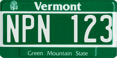 VT license plate NPN123