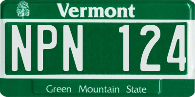 VT license plate NPN124