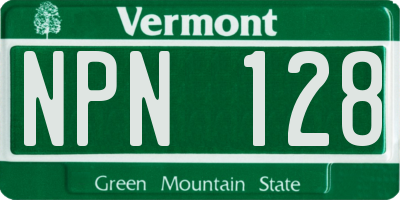 VT license plate NPN128