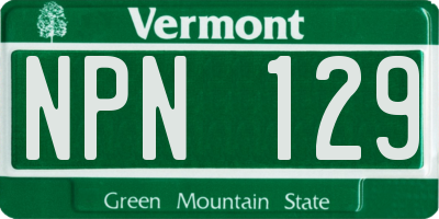 VT license plate NPN129