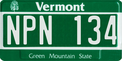 VT license plate NPN134
