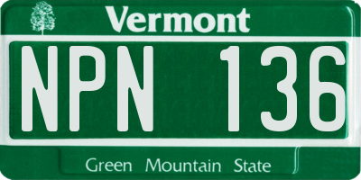 VT license plate NPN136
