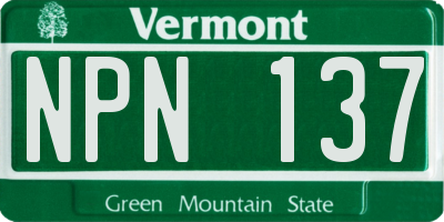 VT license plate NPN137