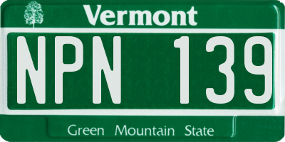 VT license plate NPN139