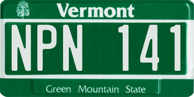 VT license plate NPN141