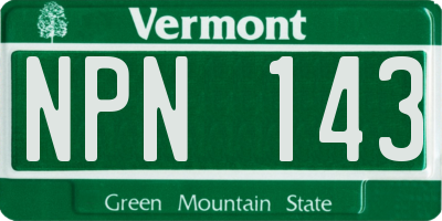 VT license plate NPN143