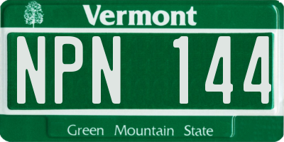 VT license plate NPN144