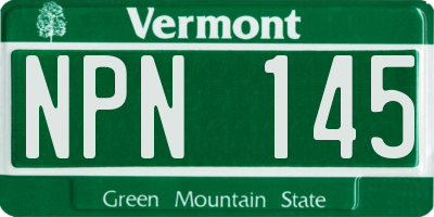 VT license plate NPN145