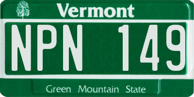 VT license plate NPN149