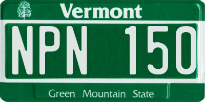 VT license plate NPN150