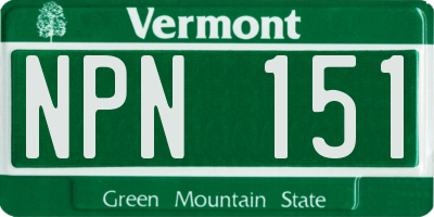 VT license plate NPN151