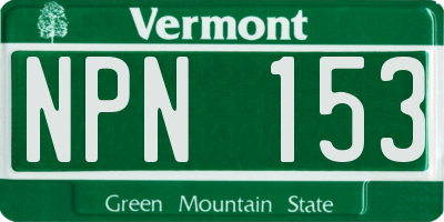 VT license plate NPN153