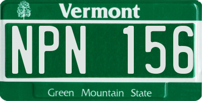 VT license plate NPN156