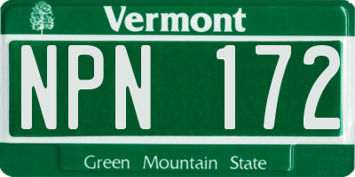 VT license plate NPN172