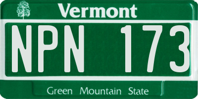 VT license plate NPN173