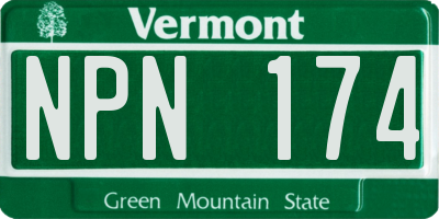 VT license plate NPN174