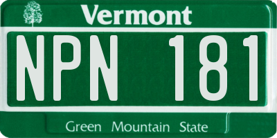 VT license plate NPN181