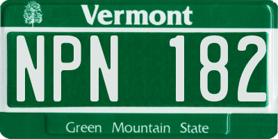 VT license plate NPN182