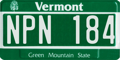 VT license plate NPN184