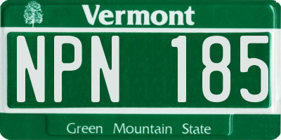 VT license plate NPN185