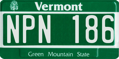 VT license plate NPN186