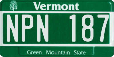 VT license plate NPN187