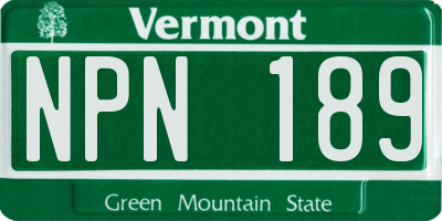 VT license plate NPN189