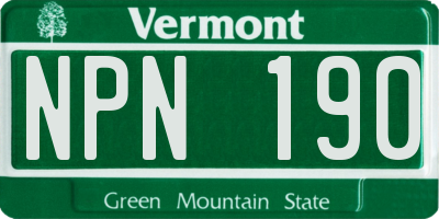 VT license plate NPN190