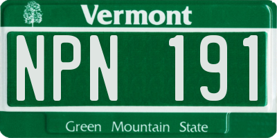 VT license plate NPN191