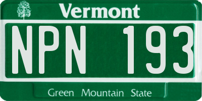 VT license plate NPN193
