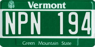 VT license plate NPN194