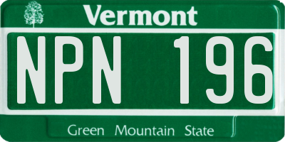 VT license plate NPN196