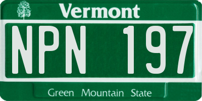 VT license plate NPN197