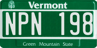 VT license plate NPN198