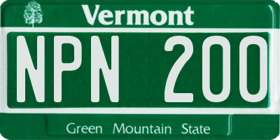 VT license plate NPN200