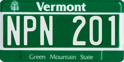 VT license plate NPN201