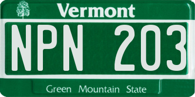 VT license plate NPN203