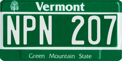 VT license plate NPN207