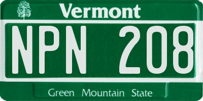 VT license plate NPN208