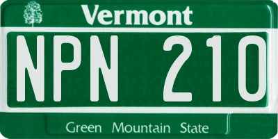 VT license plate NPN210