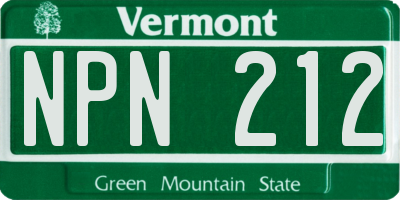 VT license plate NPN212