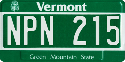 VT license plate NPN215